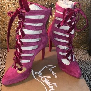 Christian Louboutin SUMMER Pink Suede Heels NIB 37